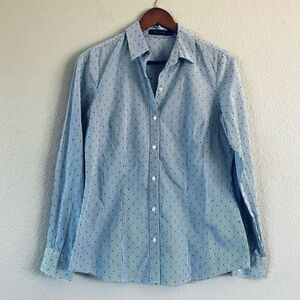 The Limited Blue Stripes Textured Dots Long Sleeve Button Down Shirt S